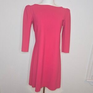 Chiara Boni Pink Stretch Dress IT 46 US 10 3/4 Sleeve Career Cocktail Barbiecore
